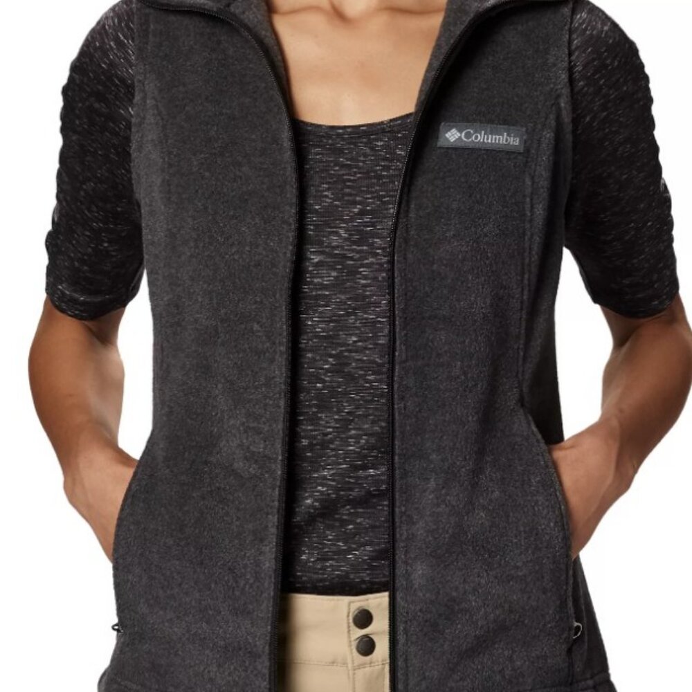 Women's Columbia Charcoal Gray Fleece Vest Sz Medium MSRP $60